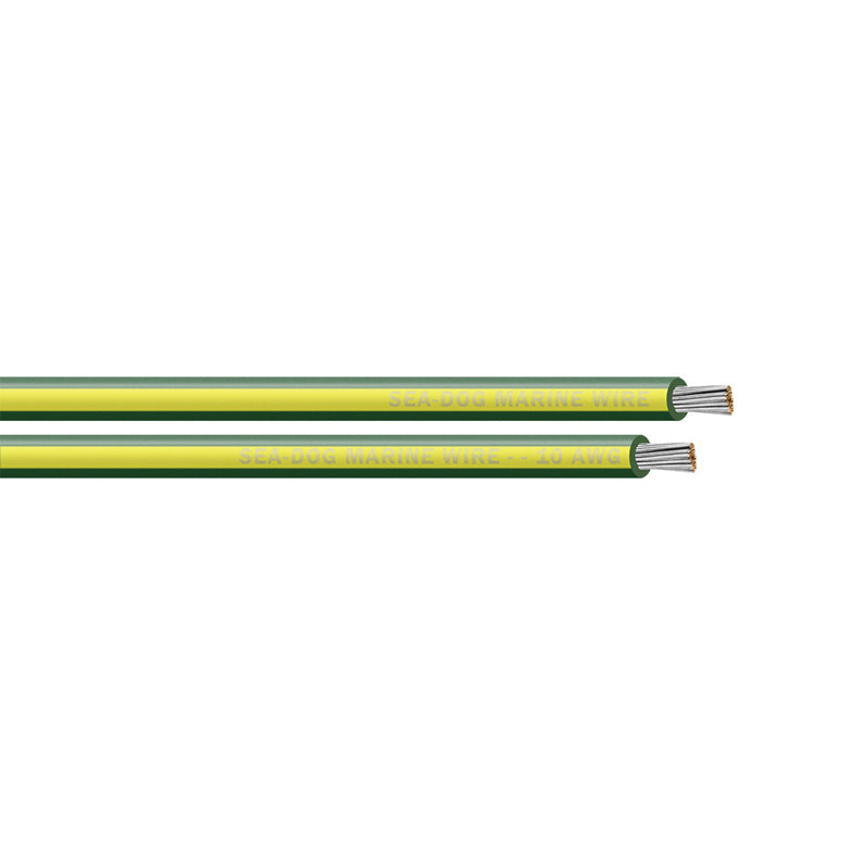 Sea-Dog 10 AWG Green/Yellow Stripe Primary Wire - 500' [8010147]