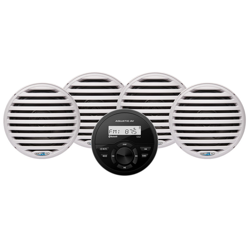 Aquatic AV GS2 Gauge Stereo  2 Pairs of EC651 6.5" White Speakers [CK305]