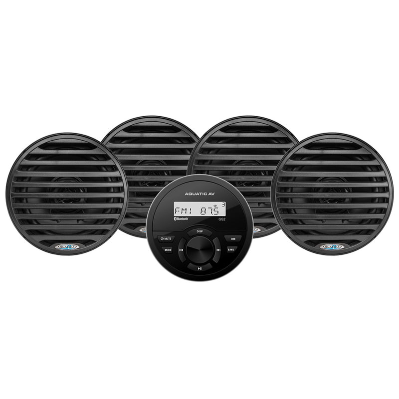 Aquatic AV GS2 Gauge Stereo  2 Pairs of EC652 6.5" Black Speakers [CK306]